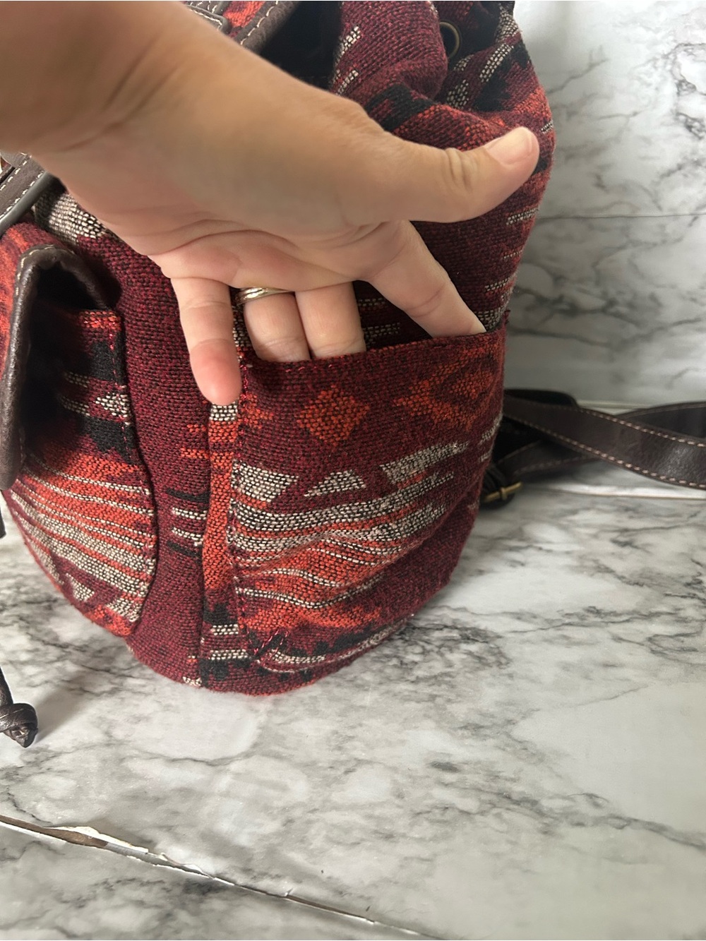 Arizona Jeans Co vintage 90s Y2K Aztec backpack with adjustable straps cinch top - Picture 4 of 13